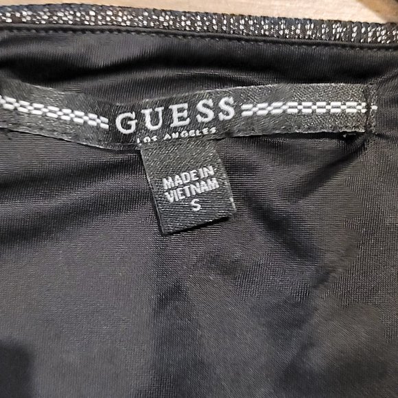 NWT Guess Women's Black and Silver Metallic Rouched Romper - Picture 2 of 8